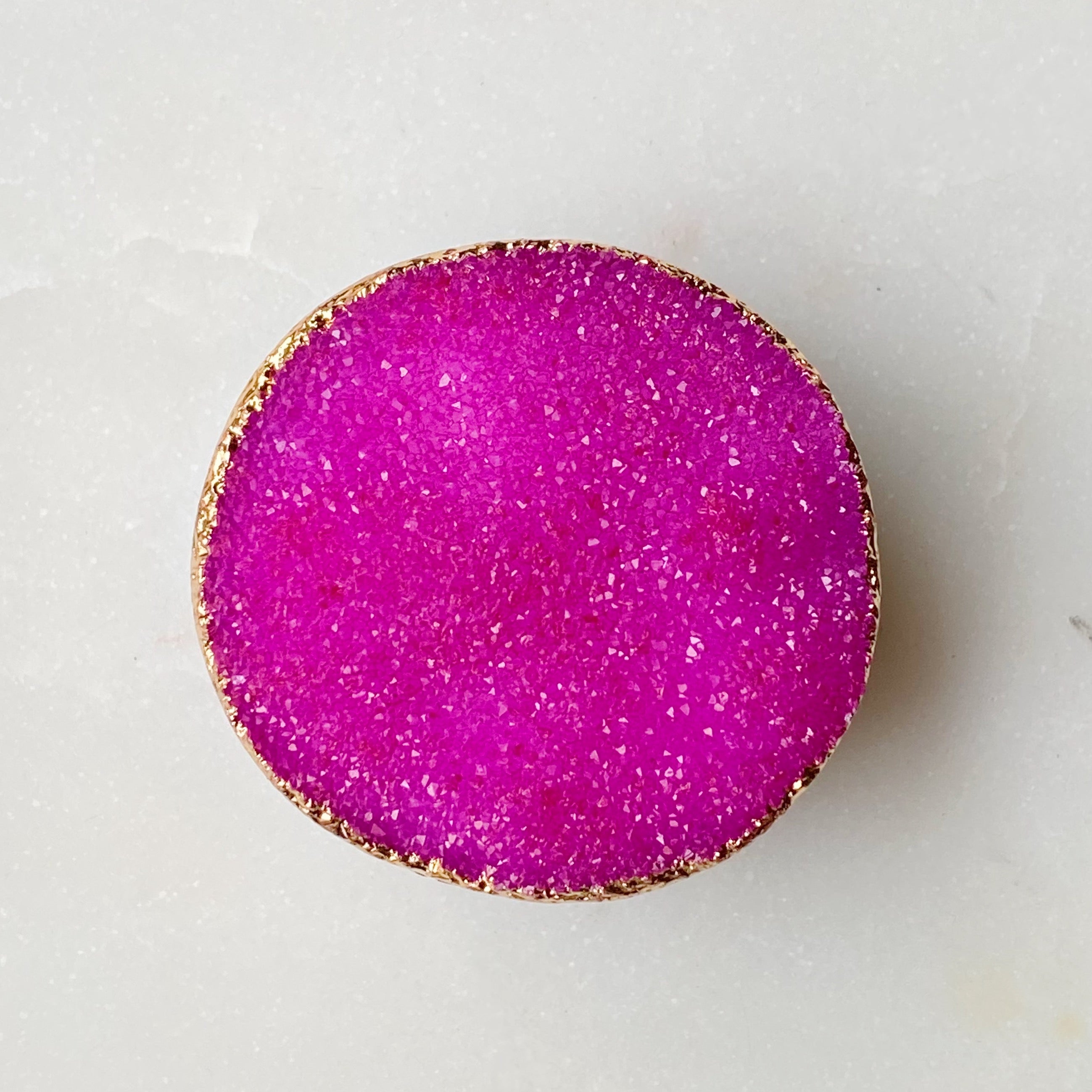 Golden Edge Natural Stone Device Grip featuring a unique natural stone slice with a golden trim, designed for mobile phones and tablets.