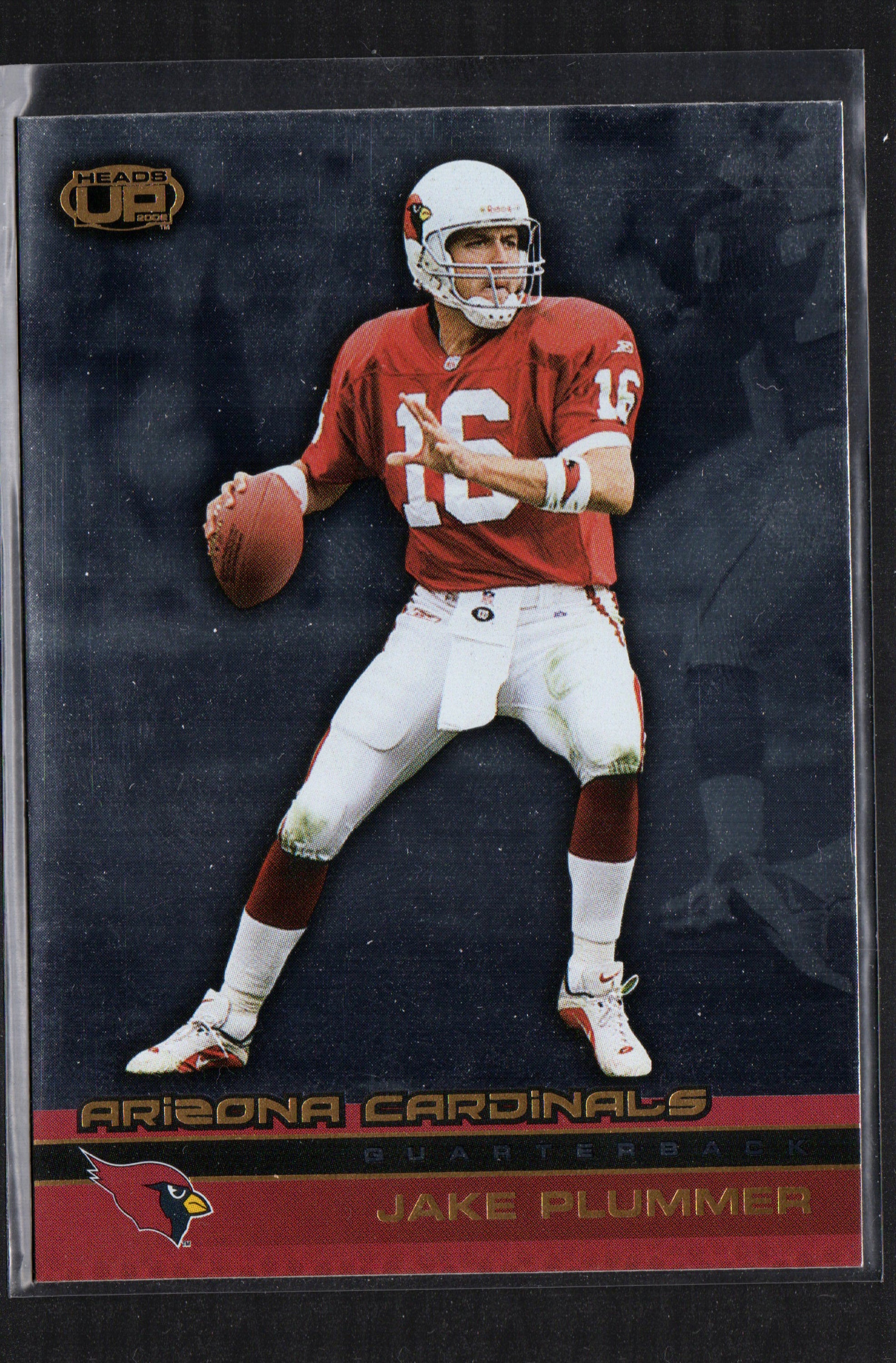 Jake Plummer Arizona Cardinals #3 trading card from 2002 Pacific Heads Up series featuring a foil design.
