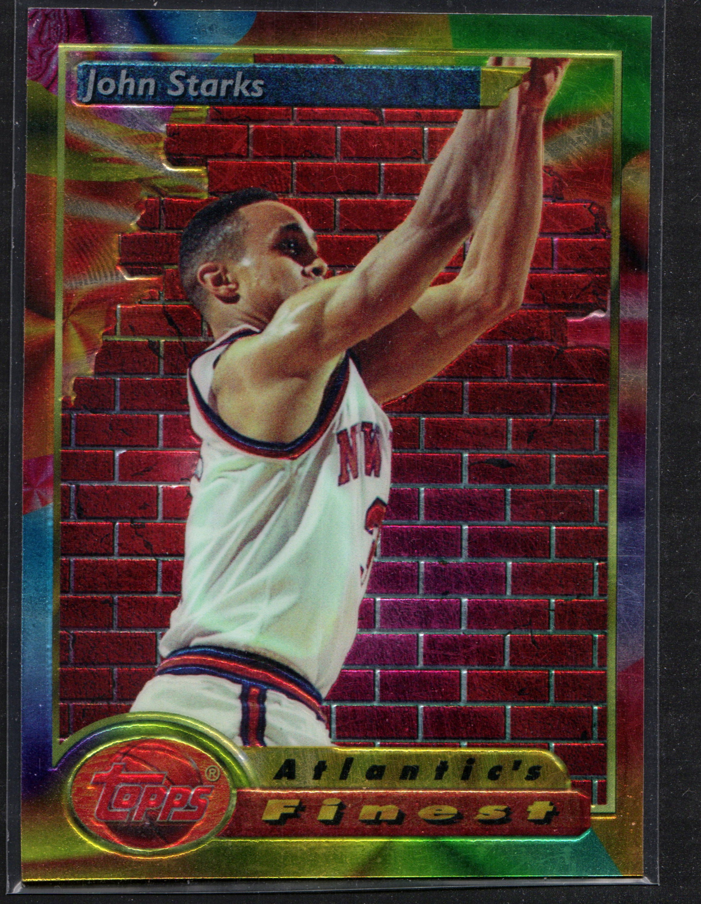 John Starks New York Knicks #95 trading card from 1993-94 Topps Finest set, featuring a refractor finish.