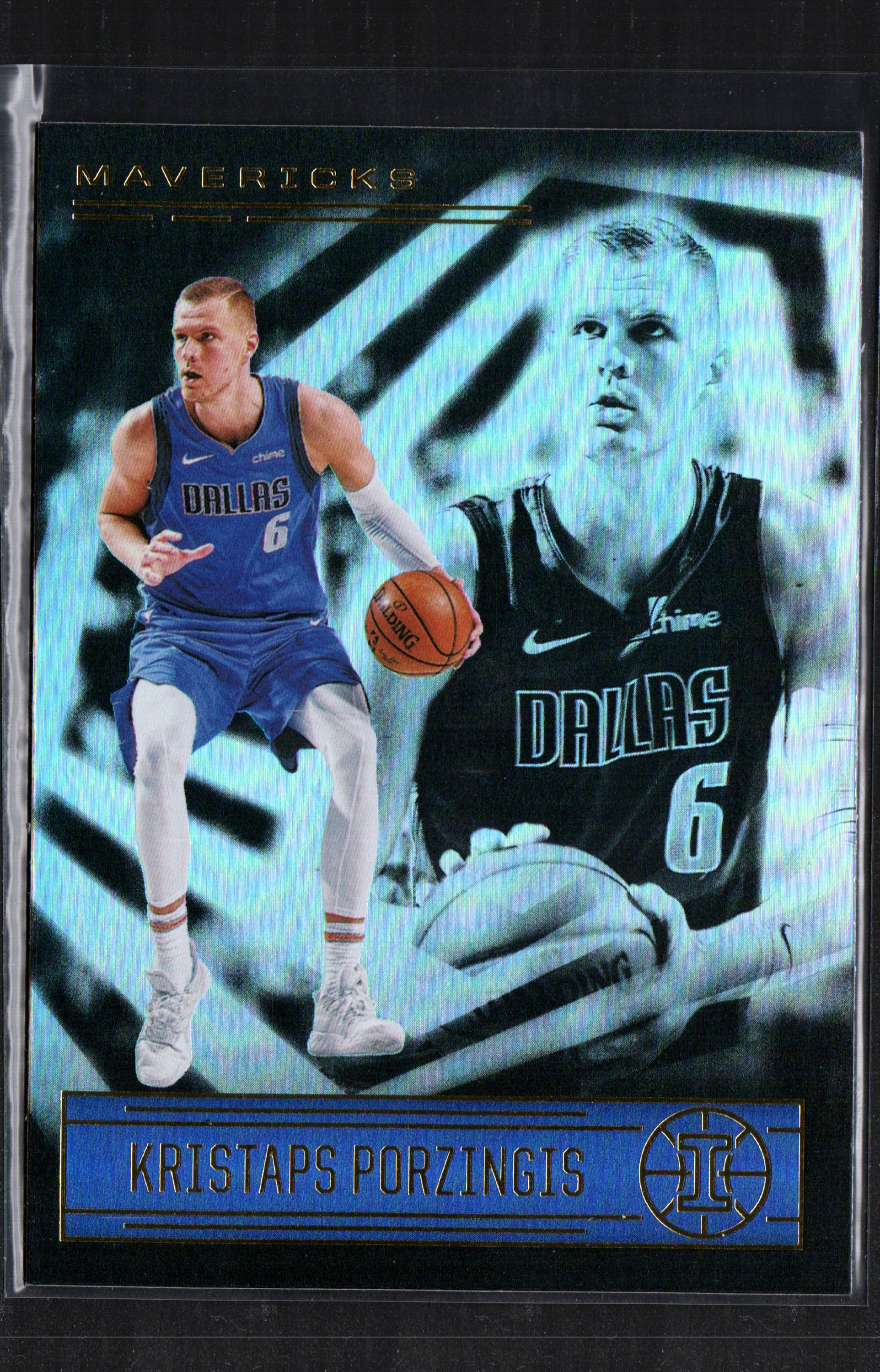 Kristaps Porzingis Dallas Mavericks #89 trading card from 2020-21 Panini, featuring vibrant colors and detailed player image.