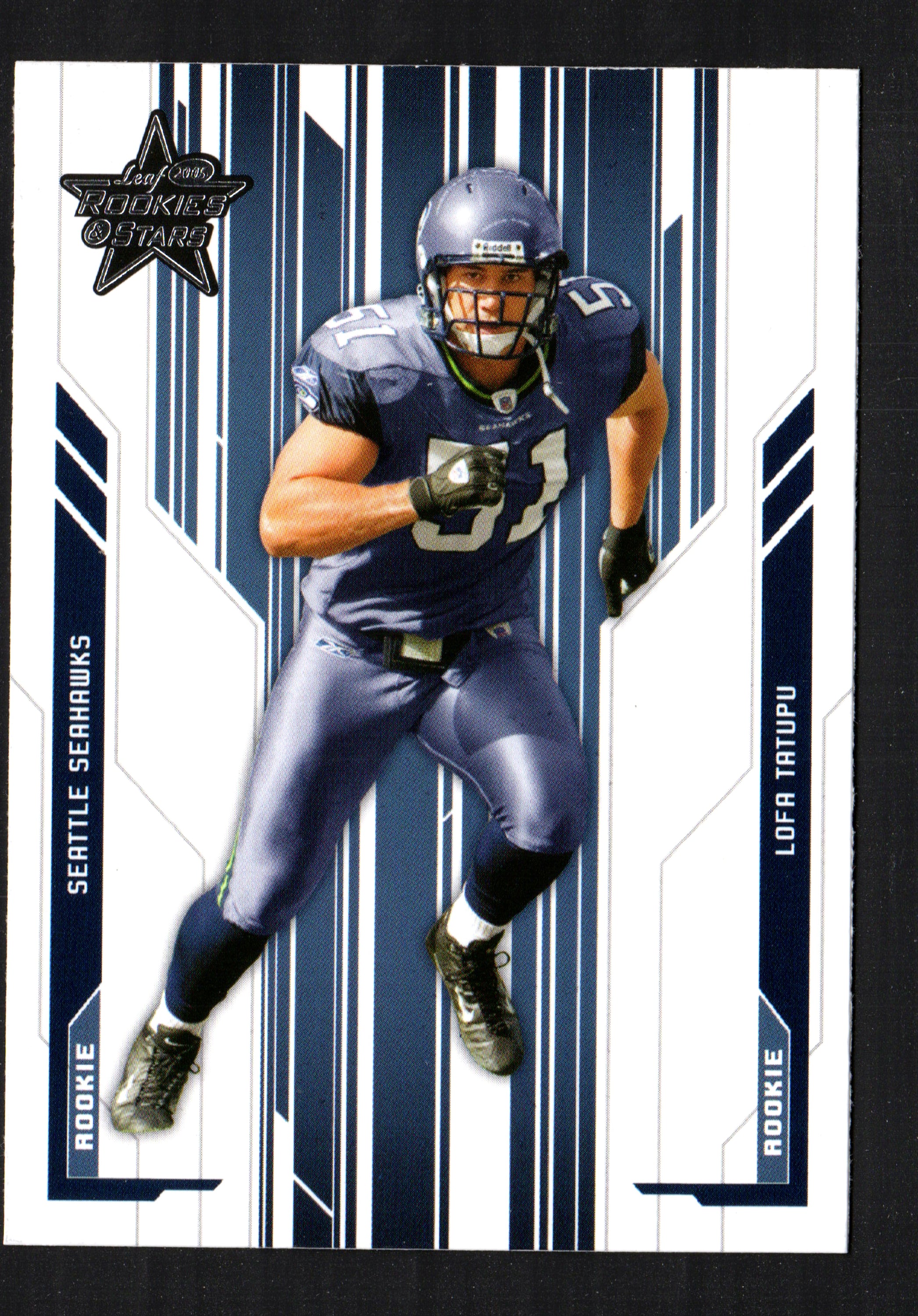 Lofa Tatupu Seattle Seahawks #119 trading card from 2005 Leaf Rookies & Stars, featuring a rookie player in standard size.