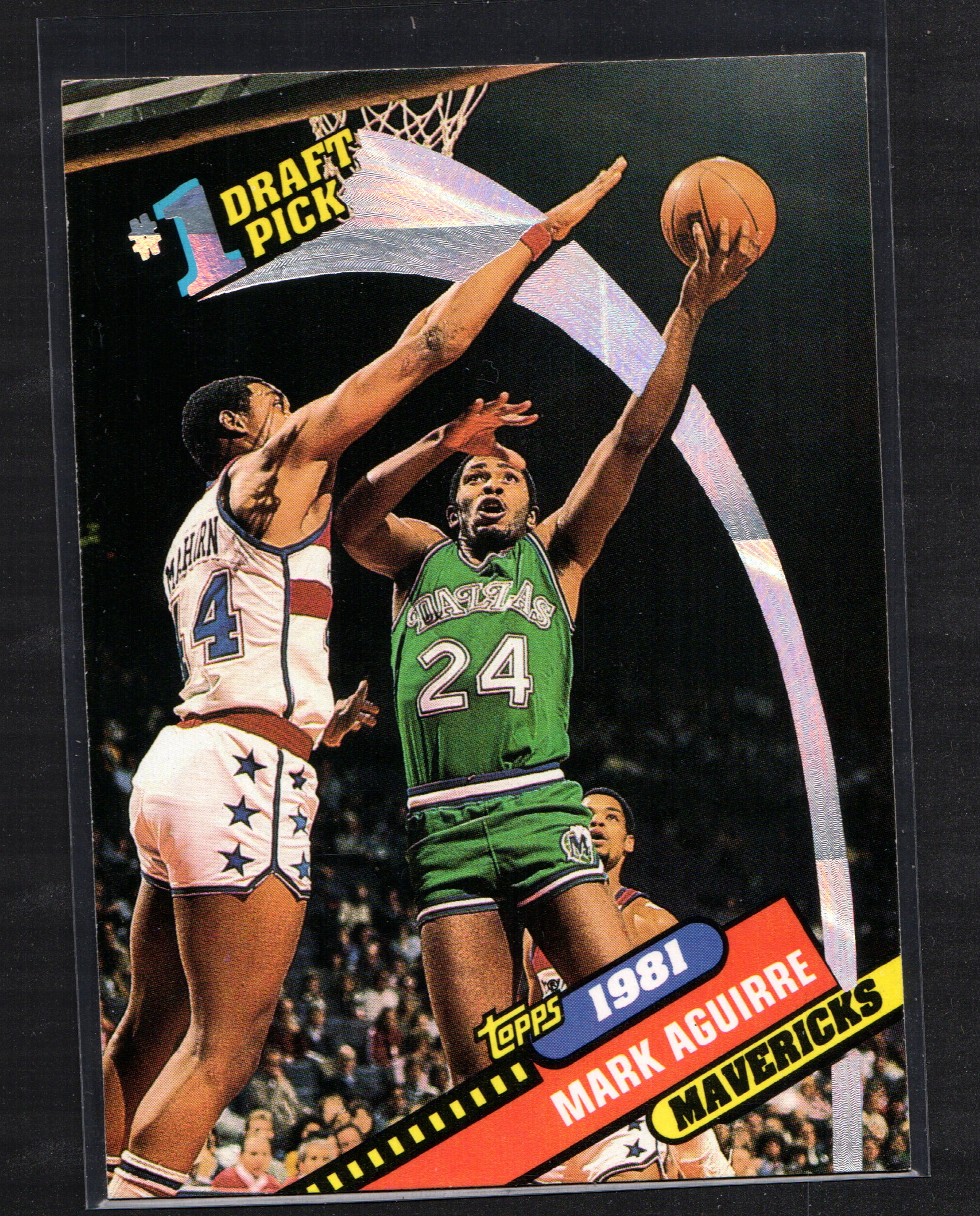 Mark Aguirre Dallas Mavericks #1 trading card from the 1993 Topps set, featuring Aguirre in his Mavericks uniform.
