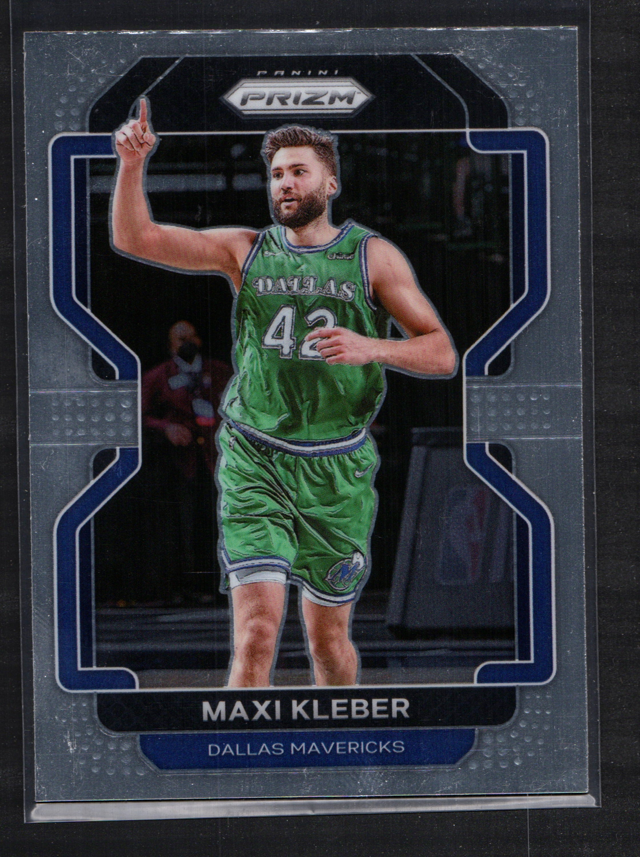 Maxi Kleber Dallas Mavericks #47 basketball card from the 2021-22 Panini Prizm set, featuring a sleek silver prizm design.