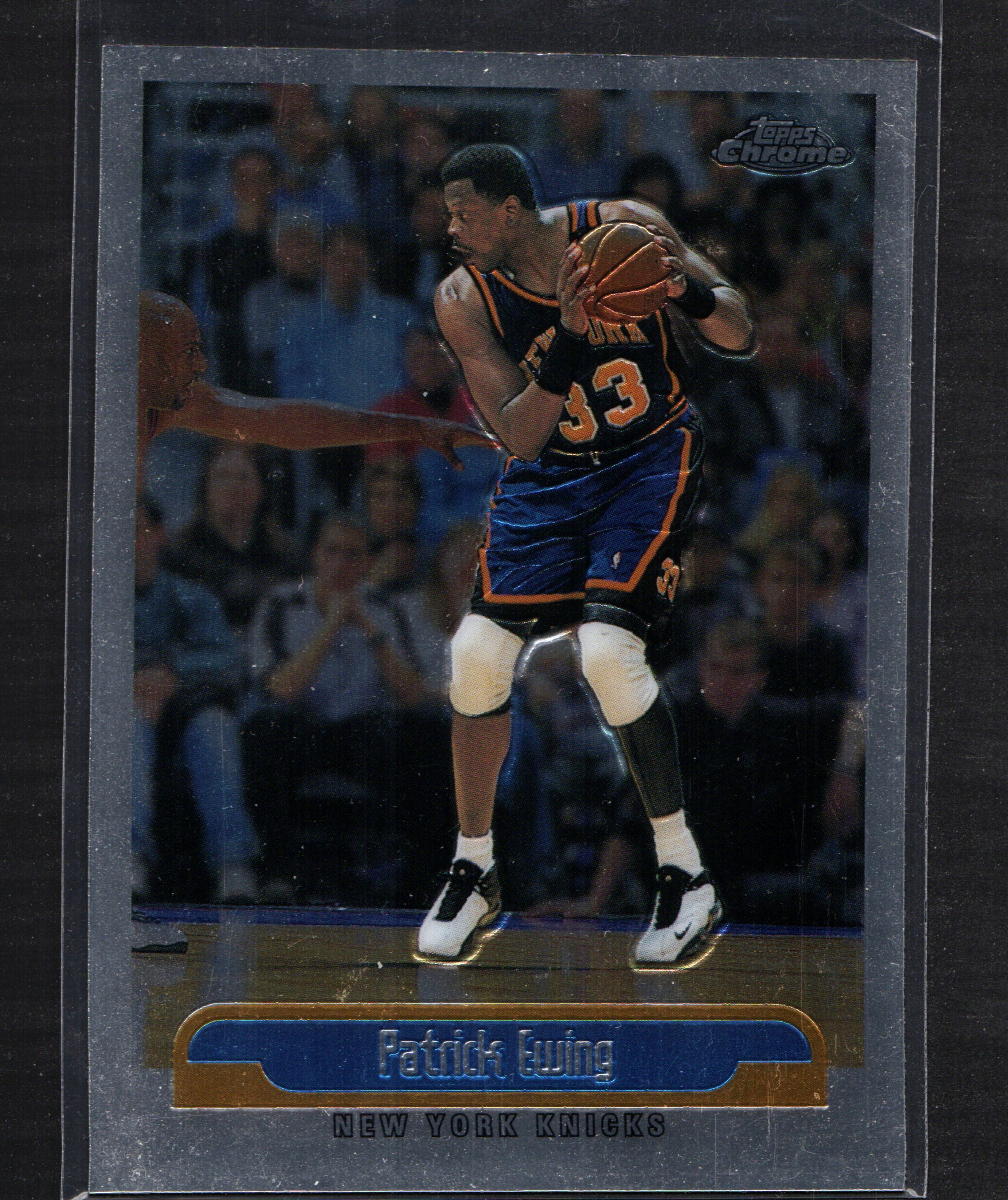 Patrick Ewing New York Knicks #223 trading card from the 1999-00 Topps Chrome set, showcasing Ewing in action.