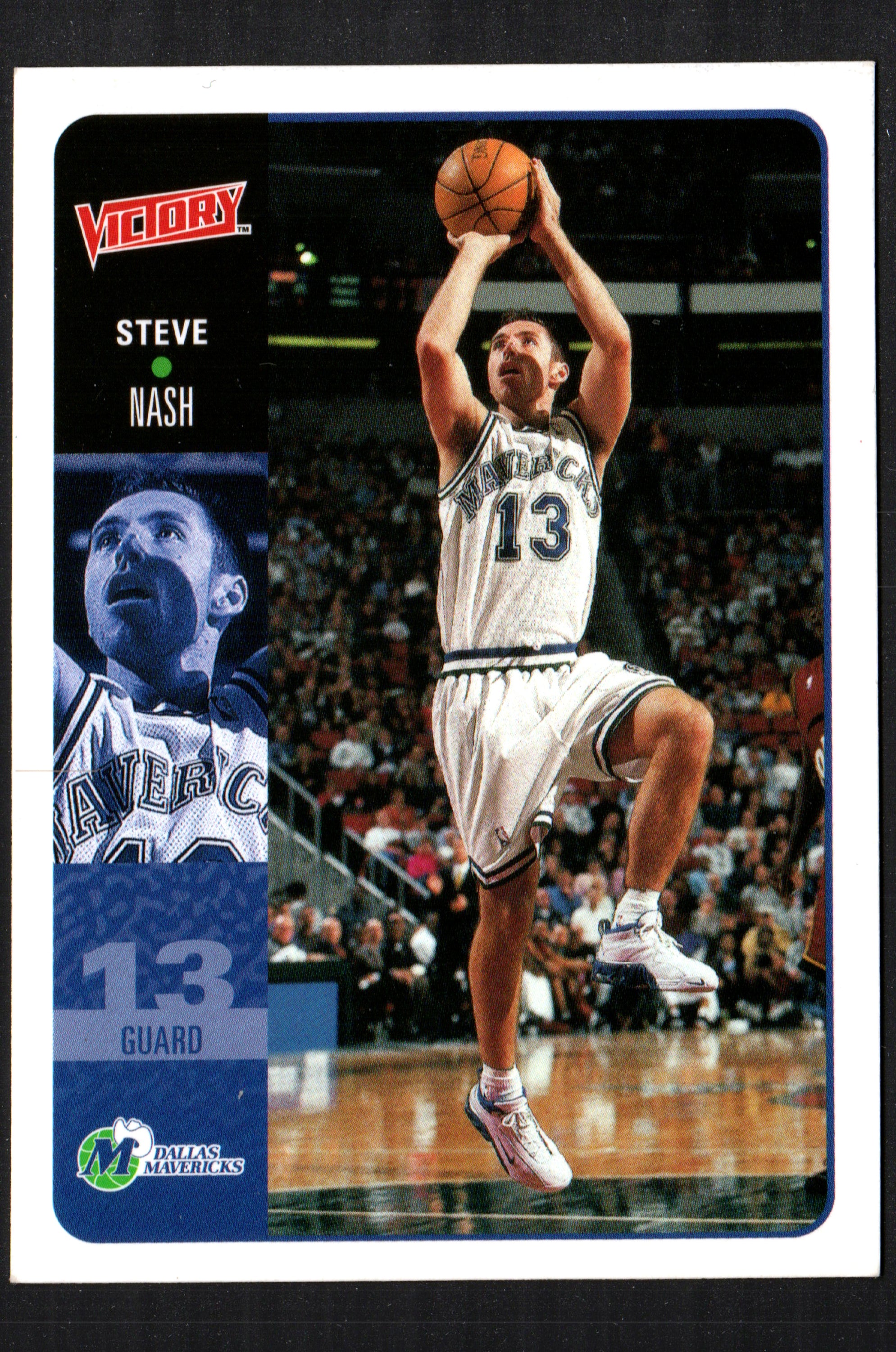 Steve Nash #48 trading card from the 2000-01 Upper Deck Victory set, featuring Nash in his Dallas Mavericks uniform.
