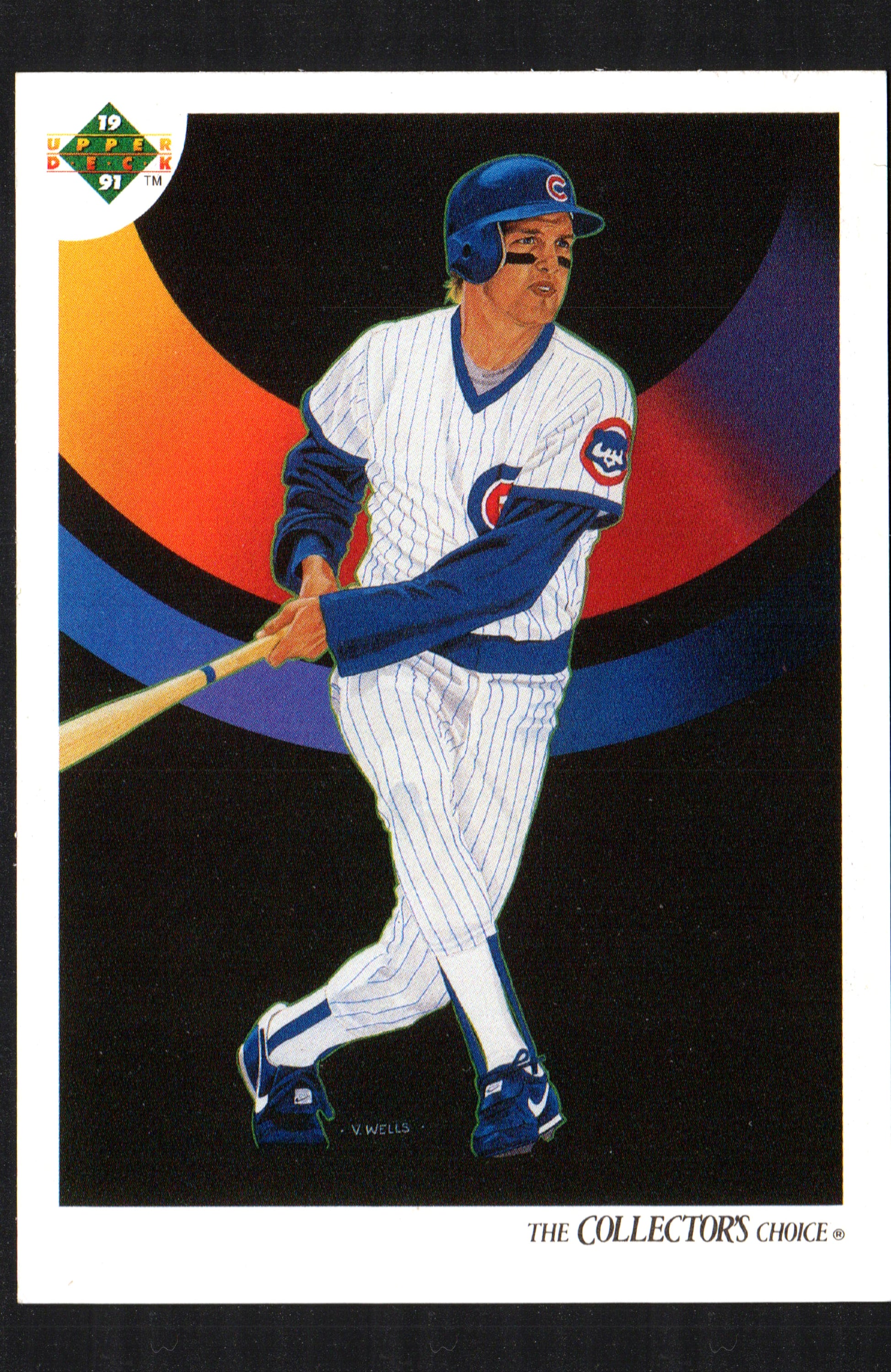 1991 Upper Deck Team Checklist trading card featuring Mark Grace of the Chicago Cubs, showcasing player stats and vibrant design.