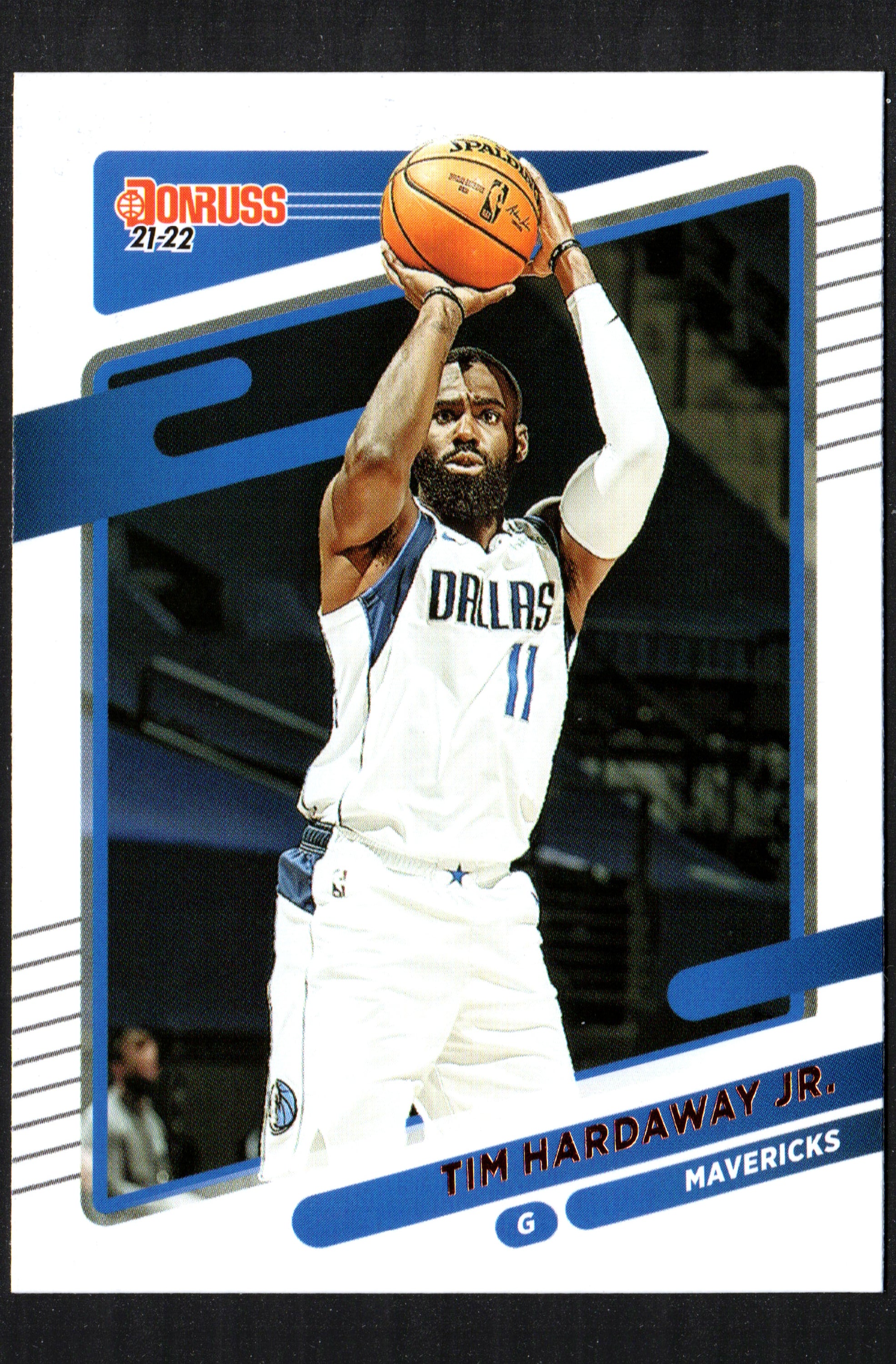 Tim Hardaway Jr. Dallas Mavericks trading card from the 2021-22 Donruss set, featuring vibrant colors and dynamic design.