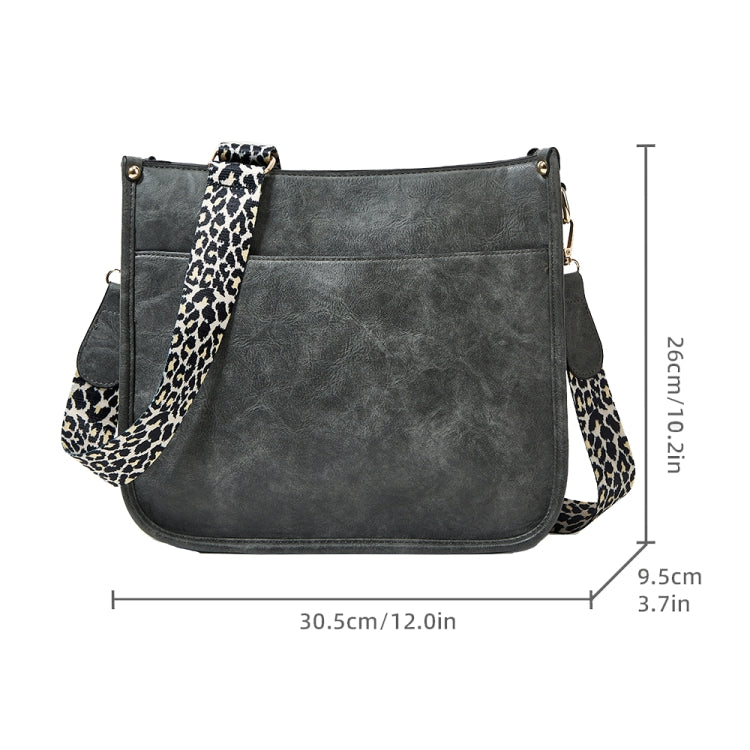 013 Leopard Strap PU Leather Single-shoulder Waterproof Crossbody Tote showcasing its stylish design and adjustable strap.