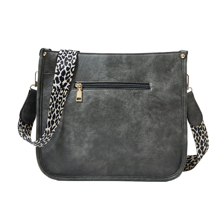 013 Leopard Strap PU Leather Single-shoulder Waterproof Crossbody Tote showcasing its stylish design and adjustable strap.