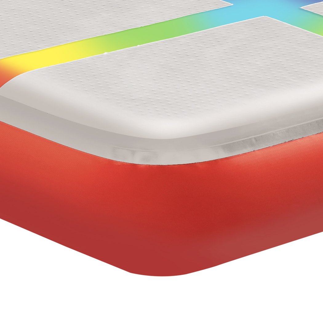 0.6M x 1M inflatable air track block in red, designed for gymnastics and cheerleading training with anti-slip surface.