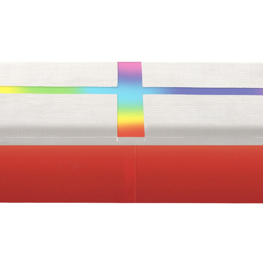 0.6M x 1M inflatable air track block in red, designed for gymnastics and cheerleading training with anti-slip surface.