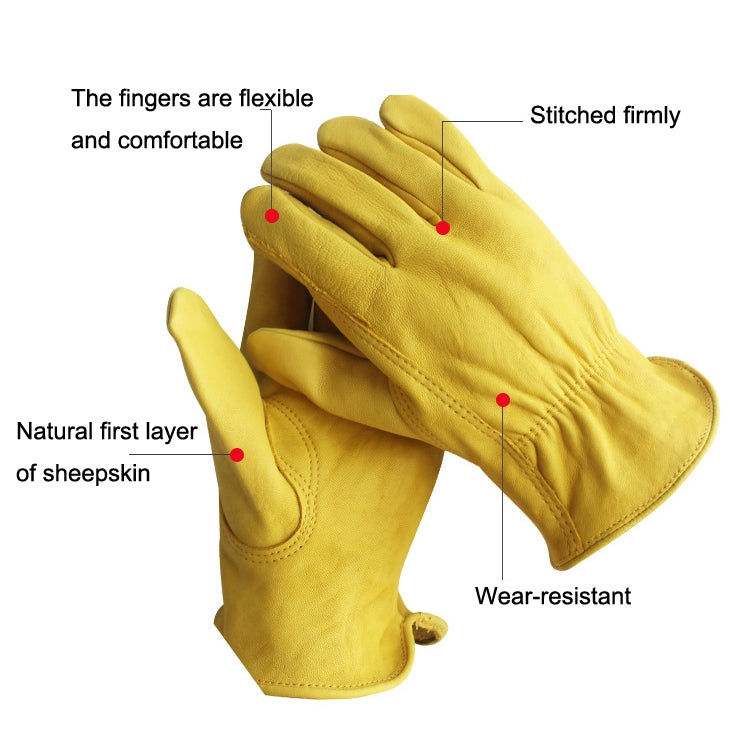 A pair of JJ-5002 outdoor riding gardening gloves made from genuine sheepskin, showcasing their soft texture and durable design.