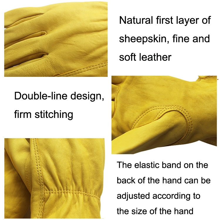 A pair of JJ-5002 outdoor riding gardening gloves made from genuine sheepskin, showcasing their soft texture and durable design.