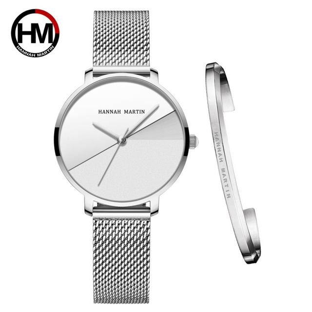 Elegant 1 Set Bracelet & Watch featuring a gradient rose gold dial, stainless steel mesh band, and a stylish design suitable for women.