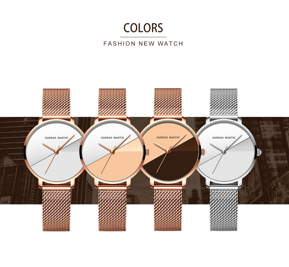 Elegant 1 Set Bracelet & Watch featuring a gradient rose gold dial, stainless steel mesh band, and a stylish design suitable for women.