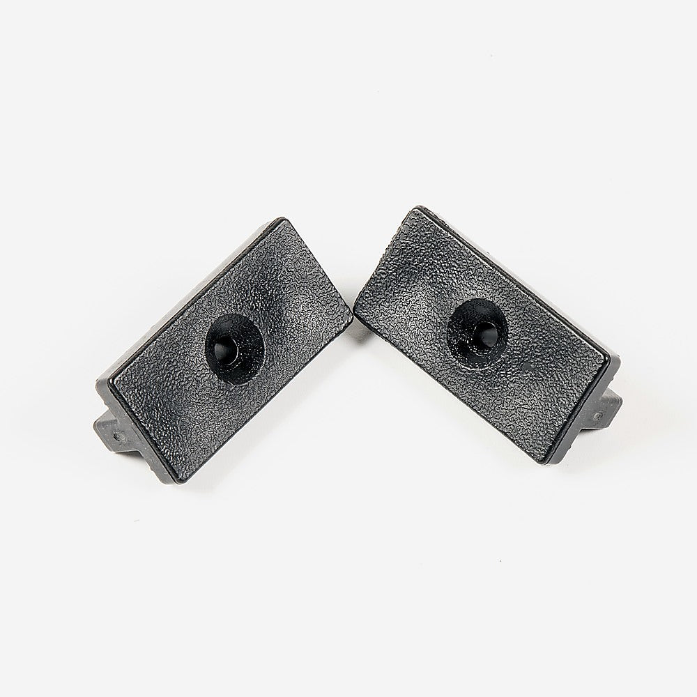 A set of 100 black composite decking hidden fixing fasteners, including T clips and screws, designed for seamless deck installation.