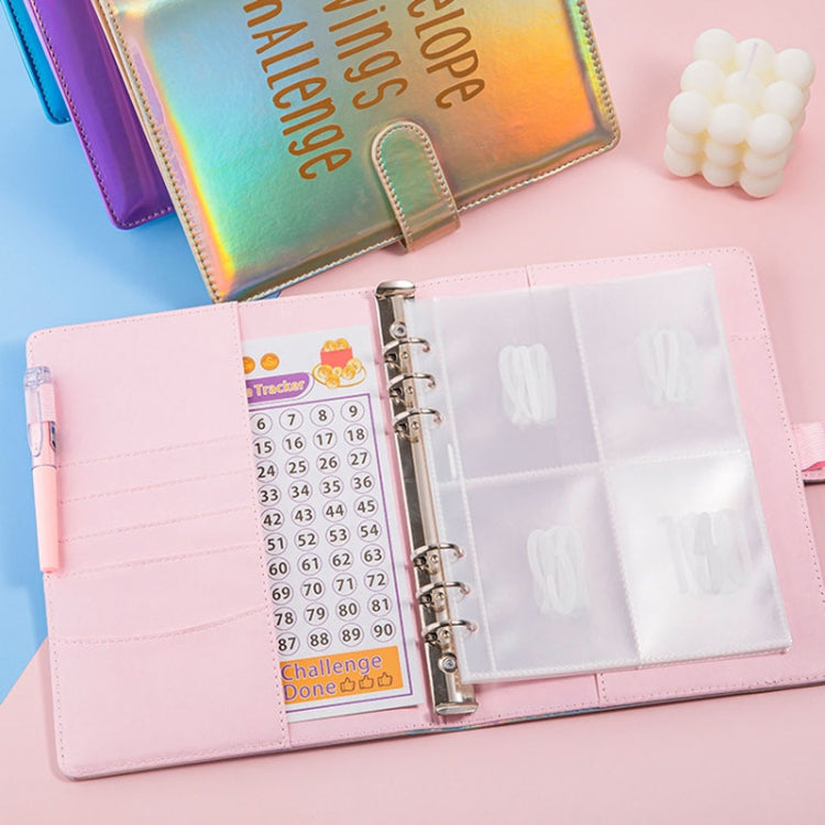 100 Day Savings Challenge A5 Loose Leaf Cash Budget Notebook in Rose Red with colorful cover and magnetic buckle closure.