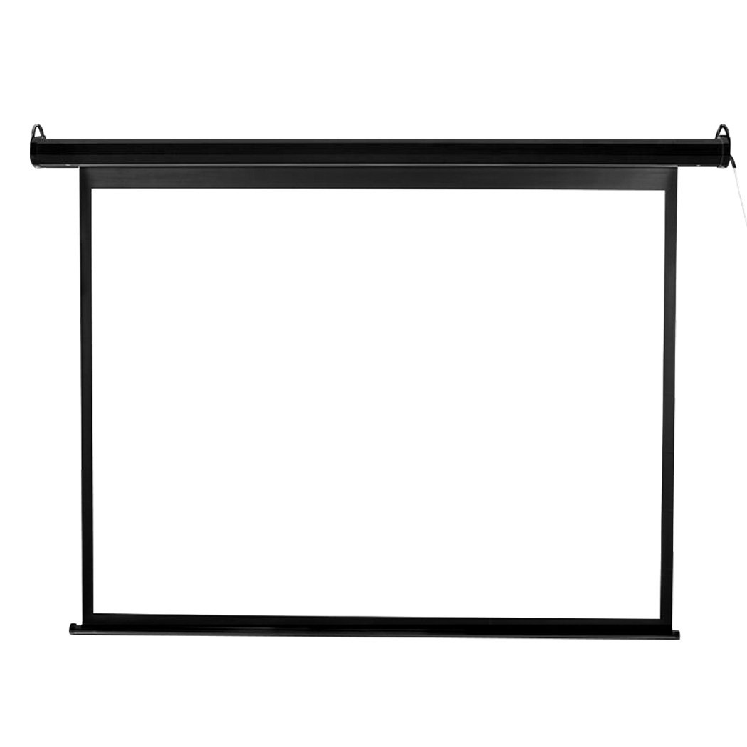 100 inch electric motorised projector screen, retractable and portable, ideal for home entertainment and professional presentations.