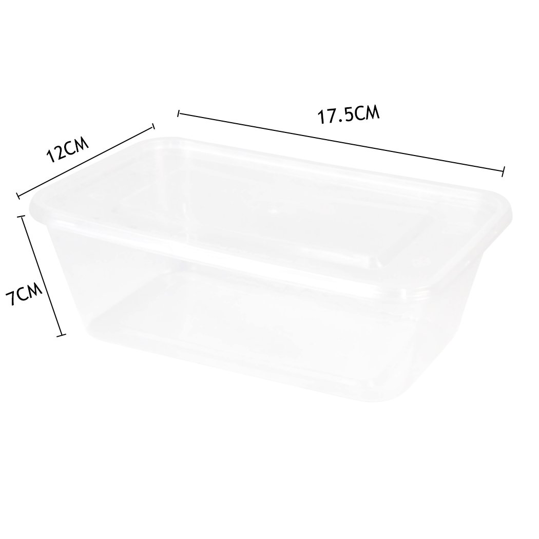 A stack of 100 Pcs 1000ml Take Away Food Plastic Containers with lids, ideal for storing and transporting food securely.