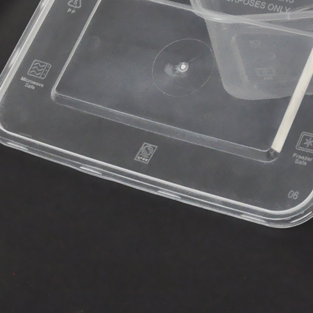 A stack of 100 Pcs 1000ml Take Away Food Plastic Containers with lids, ideal for storing and transporting food securely.