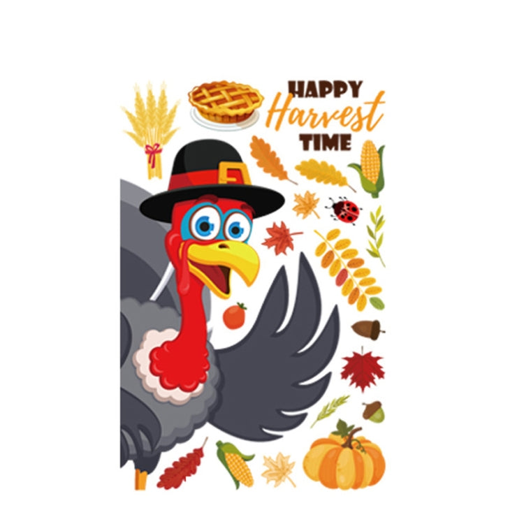 A collection of 10 Thanksgiving turkey static stickers designed for glass windows, featuring colorful and festive turkey designs.