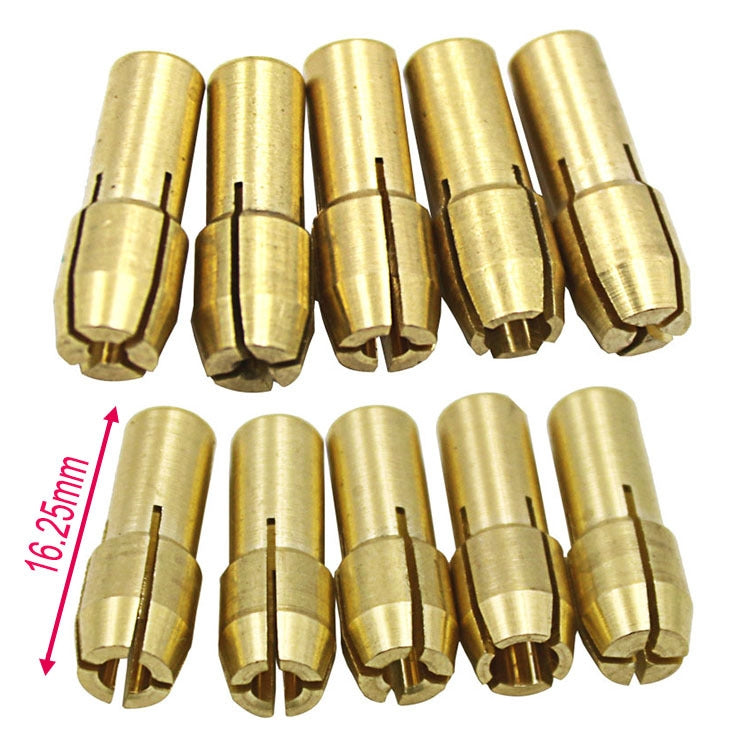 10 PCS Three-claw Copper Clamp Nuts for Electric Mill Fittings, showcasing their durable design and varied inner hole diameters.
