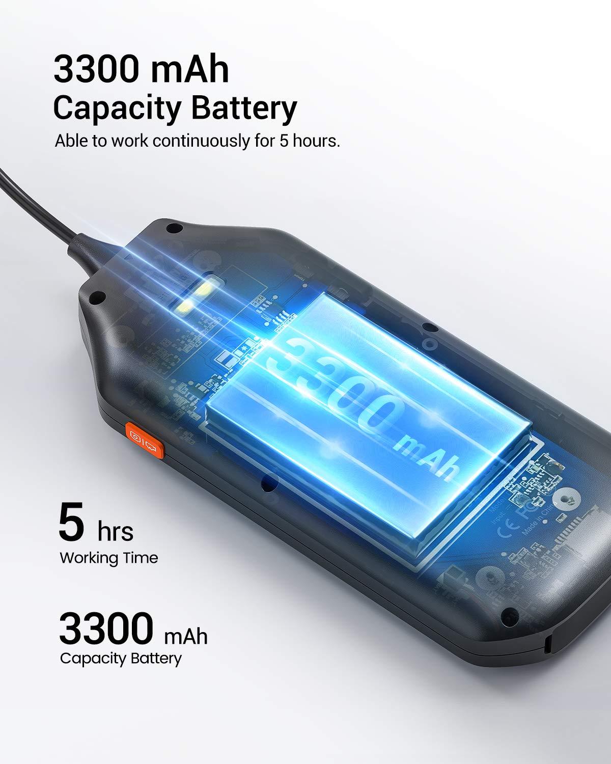 1080P Dual Lens Endoscope Camera with 4.3 inch IPS LCD and adjustable LED lights for inspections.