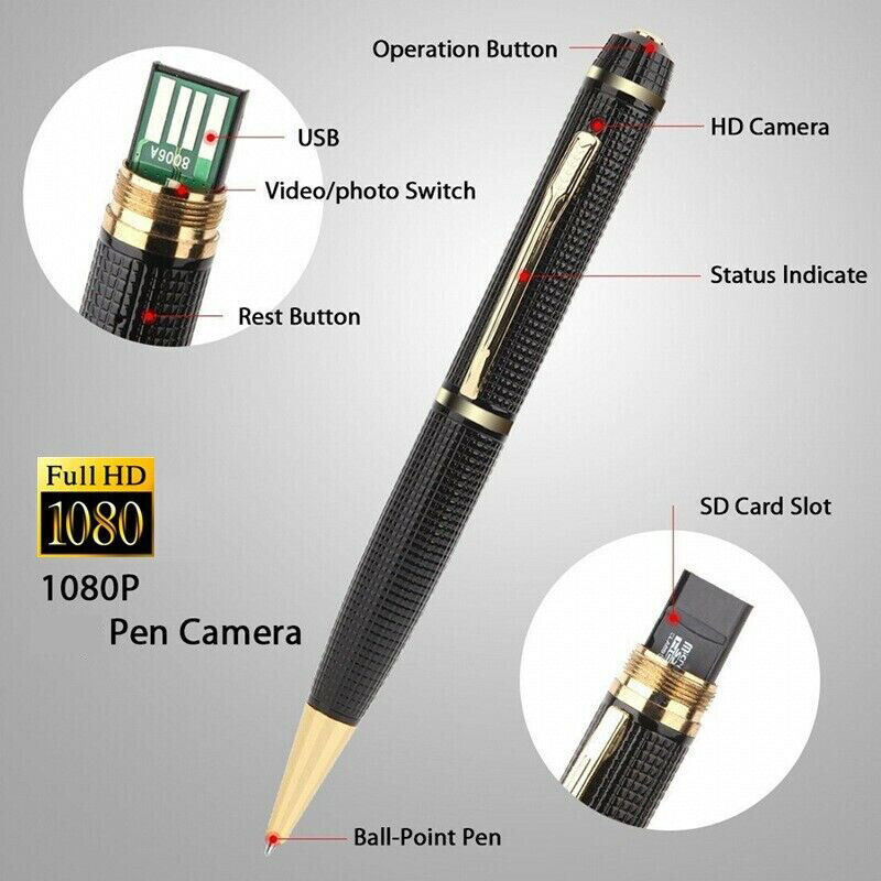 1080P HD Pocket Pen Camera, a sleek and discreet mini body video recorder designed to look like a regular pen.