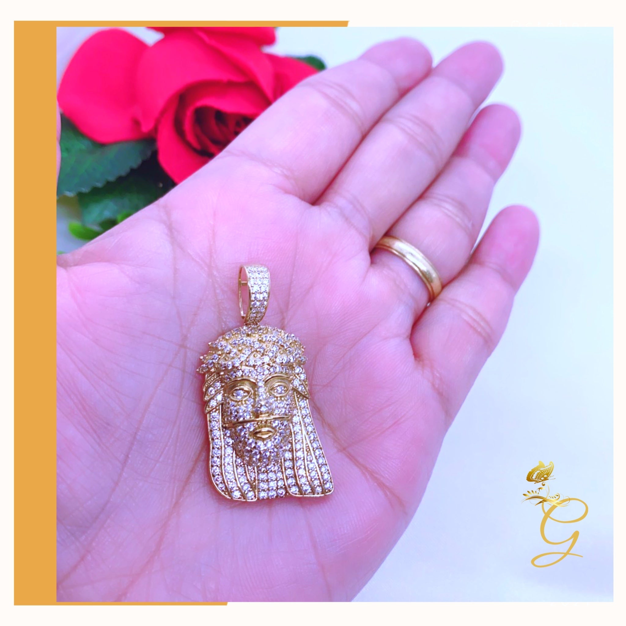 10K Yellow Gold Jesus Pendant featuring intricate design and solid gold craftsmanship, weighing approximately 8.23 grams.