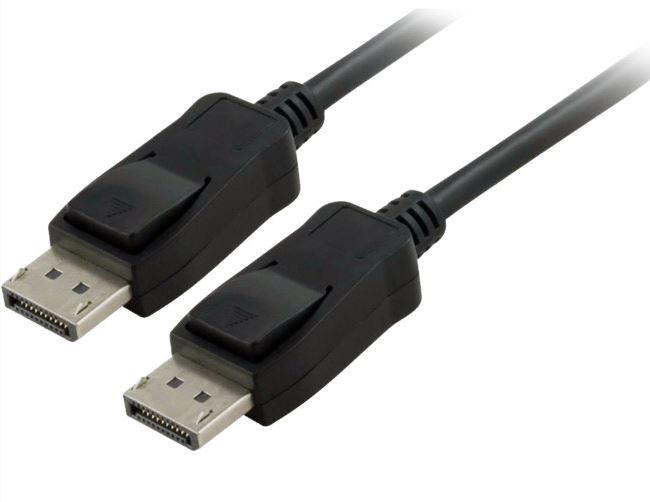 10m black DisplayPort cable male to male, designed for high-quality audio and video transmission.