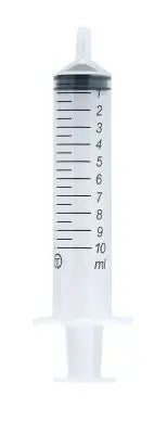 A high-quality 10ml plastic syringe with a needle, designed for inkjet cartridge refilling, individually packaged and sealed.