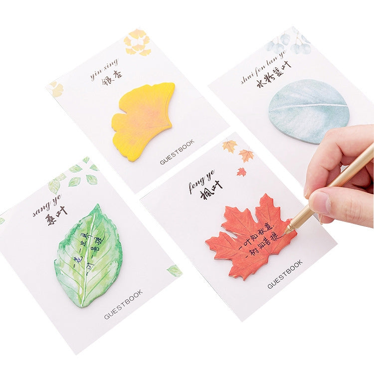 10pcs F073 Cute Small Fresh Leaves Sticky Notes in a decorative design, showcasing vibrant leaf patterns on sticky paper.