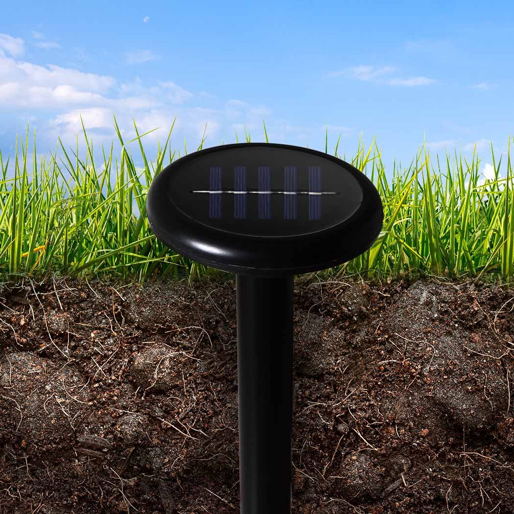 10Pcs Snake Repeller Ultrasonic Solar Powered Pest Repellent, black durable design for outdoor use, effective against snakes and rodents.
