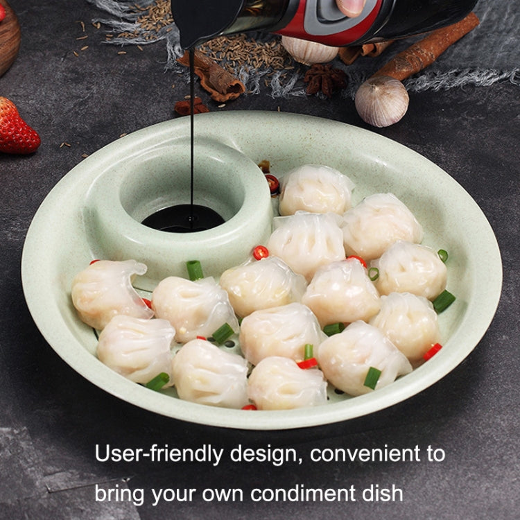 10pcs Flavour Dish Dumpling Plate made from wheat straw, featuring a double layer design with a removable draining tray.