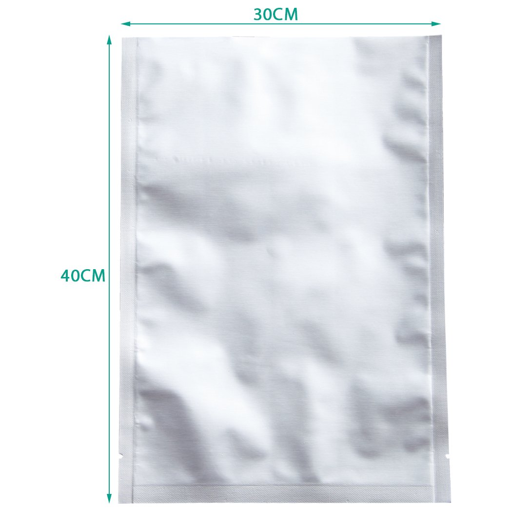 100x Commercial Grade Vacuum Sealer Food Sealing Storage Bags, showcasing their silver color and durable aluminum foil material.
