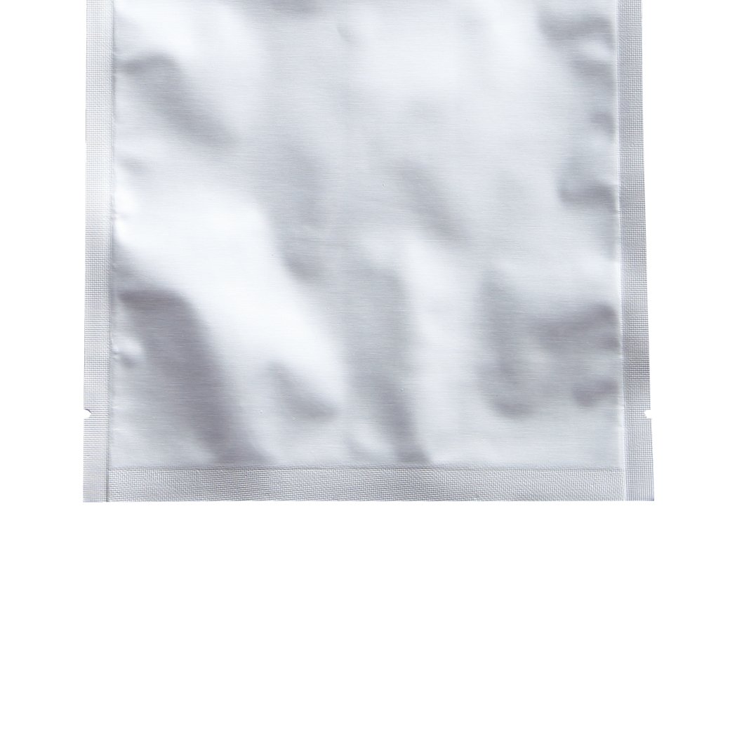 100x Commercial Grade Vacuum Sealer Bags in silver color, showcasing their thickness and quality for food storage.