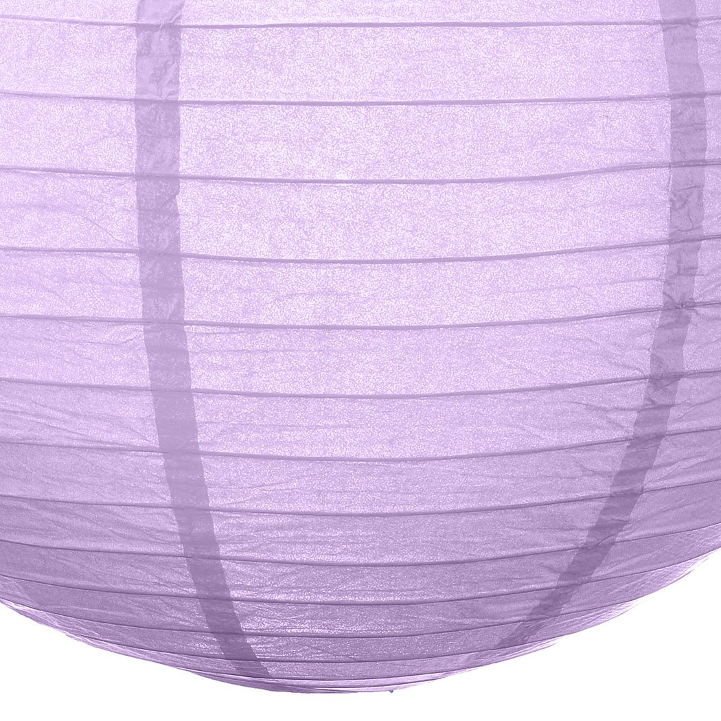 A set of colorful 12-inch paper lanterns hanging elegantly, perfect for wedding and party decorations.