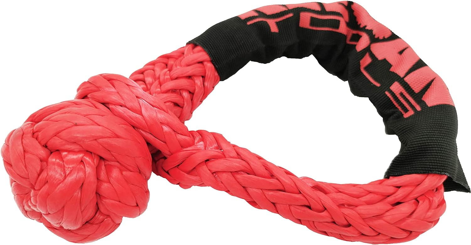 1/2 inch by 24 inch soft shackle recovery rope with 65,000 lbs breaking strength, designed for off-road SUV winching and towing.