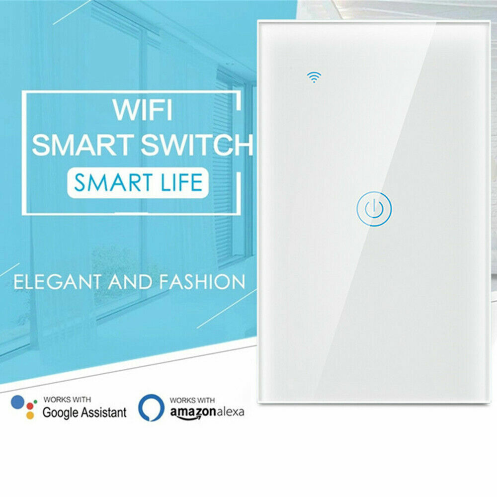 1/2/3/4 Gang WiFi Smart Wall Touch Light Switch with a sleek glass panel design, suitable for modern homes.