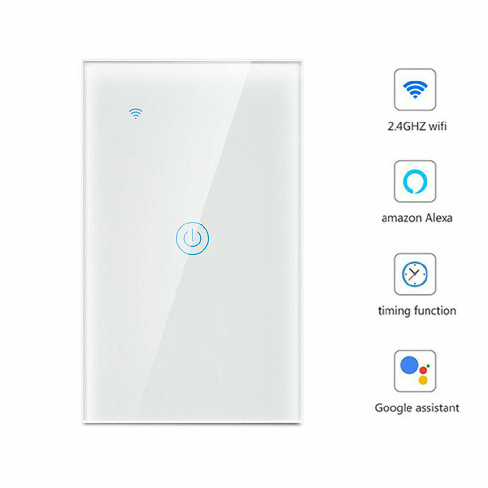 1/2/3/4 Gang WiFi Smart Wall Touch Light Switch with a sleek glass panel design, suitable for modern homes.
