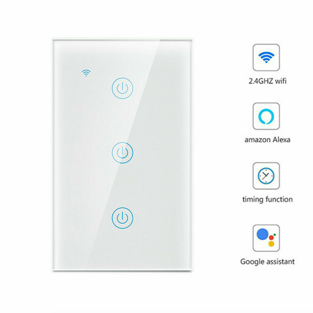 1/2/3/4 Gang WiFi Smart Wall Touch Light Switch with a sleek glass panel design, suitable for modern homes.