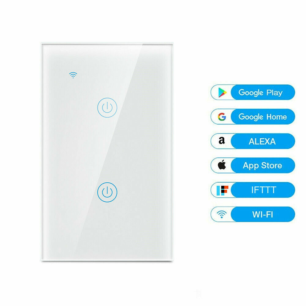 1/2/3/4 Gang WiFi Smart Wall Touch Light Switch with a sleek glass panel design, suitable for modern homes.