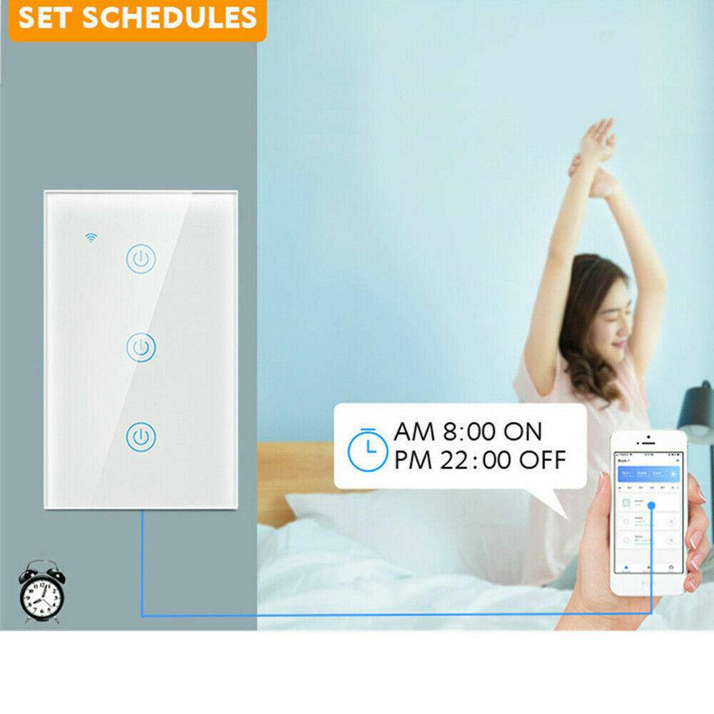 1/2/3/4 Gang WiFi Smart Wall Touch Light Switch with a sleek glass panel design, suitable for modern homes.