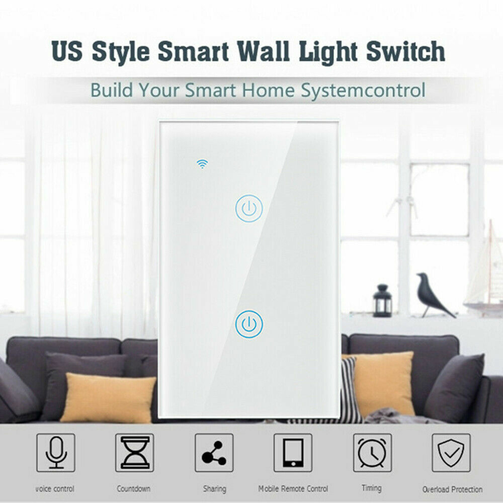 1/2/3/4 Gang WiFi Smart Wall Touch Light Switch with a sleek glass panel design, suitable for modern homes.