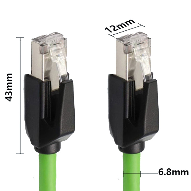 12m CAT6 Double Shielded Gigabit Industrial Cable with RJ-45 connectors, showcasing its robust design and double shielding for enhanced performance.