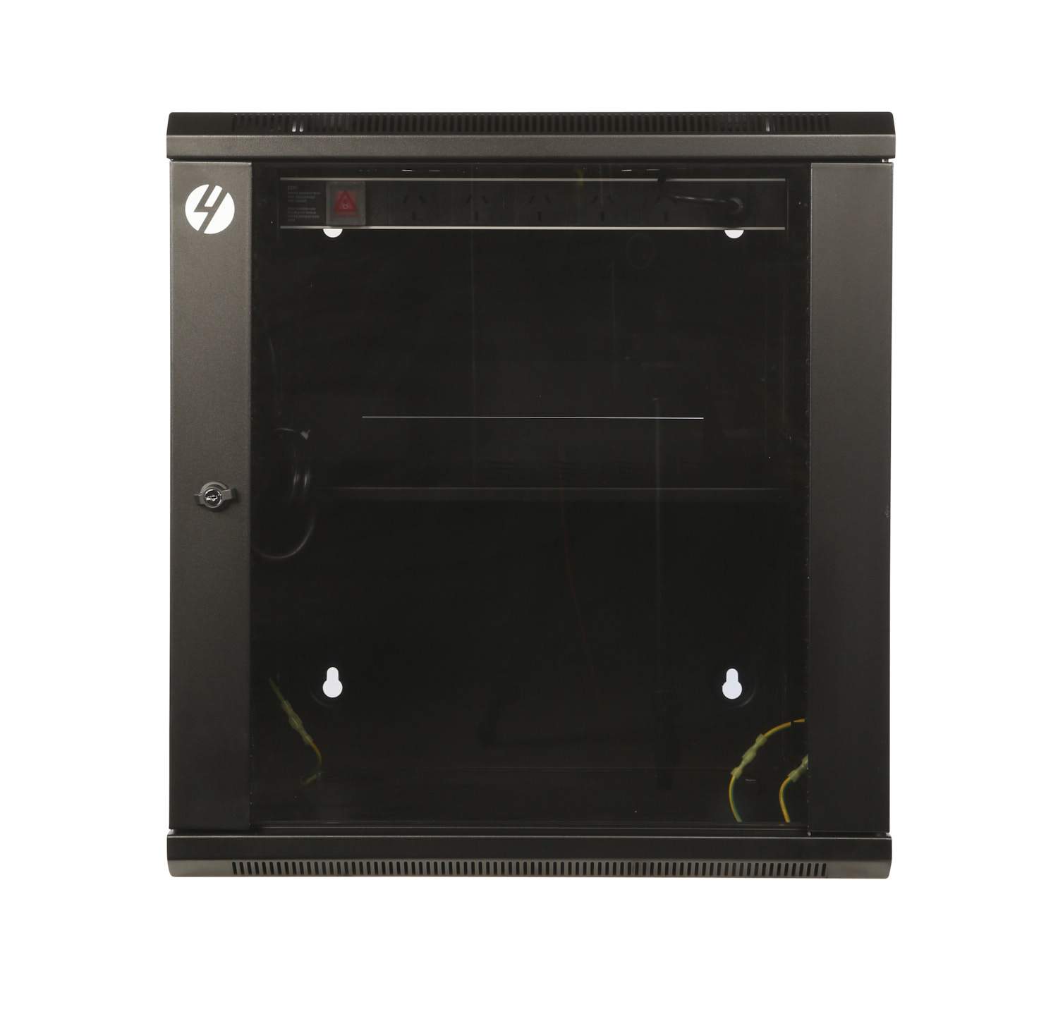 12RU Wall Mount Server Rack, 600mm wide and 450mm deep, featuring a lockable tempered glass front door and solid steel construction.