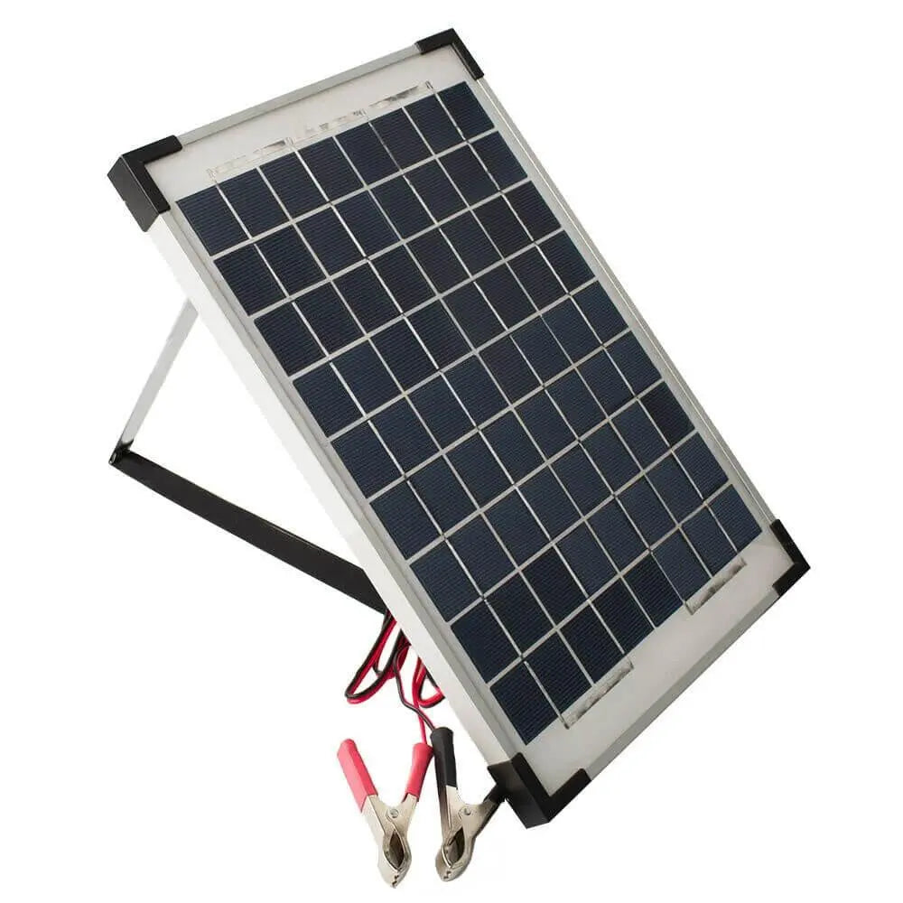12V 10W solar panel kit with alligator clips and regulators, ideal for RV and camping power.