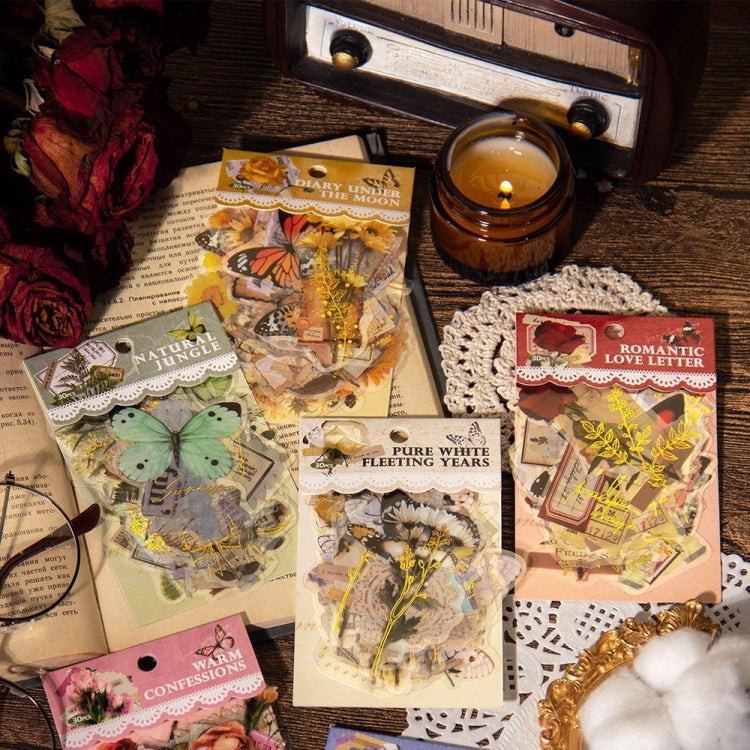 15 pieces of PET butterfly flower stickers in a pack, showcasing vibrant colors and intricate designs, perfect for DIY projects.