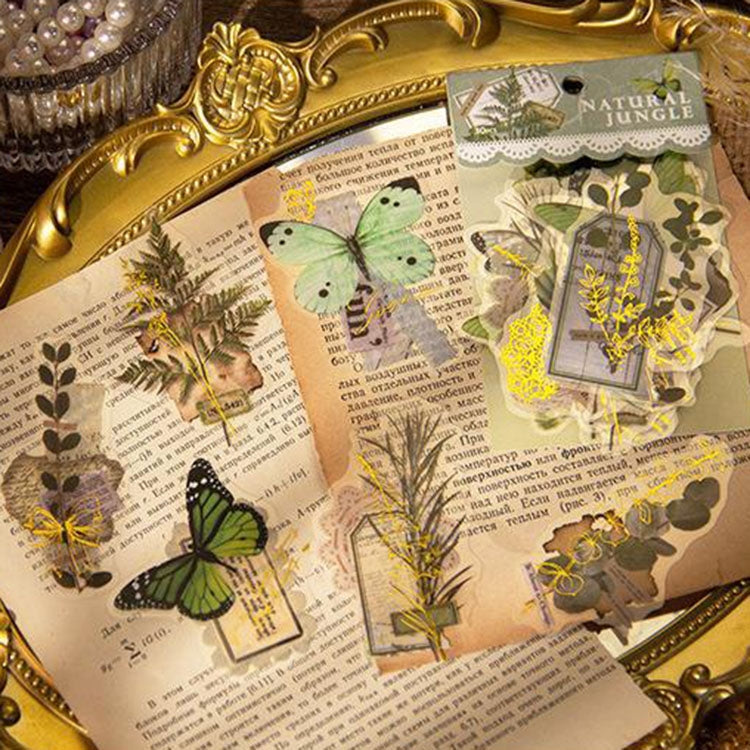 15 pieces of PET butterfly flower stickers in a pack, showcasing vibrant colors and intricate designs, perfect for DIY projects.