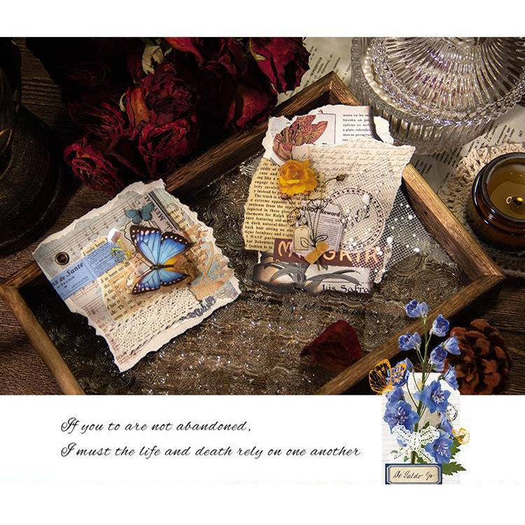 15 pieces of PET butterfly flower stickers in a pack, showcasing vibrant colors and intricate designs, perfect for DIY projects.